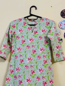 Floral Print Cotton Kurta