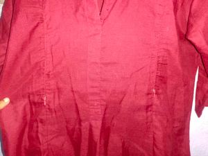 Maroon Cotton feeding Kurta
