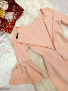 🌺SHEIN Peach Pearl Bell Sleeve Dress🌺
