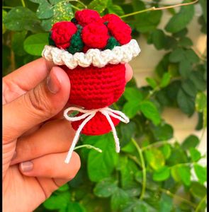 Crocheted Flower Pot Brooch