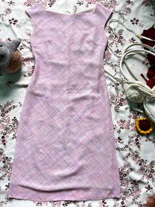 Pink Plaid Midi Dress