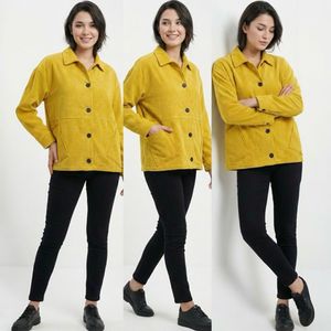 Sunny Yellow Corduroy Shirt Jacket