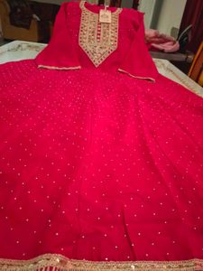 Elegant Pink  Embroidered Anarkali  Kurta Set