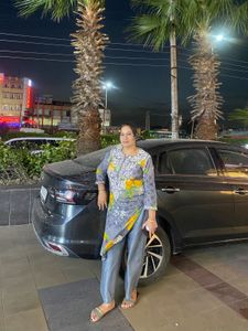 Grey Kurta with Yellow Floral Print