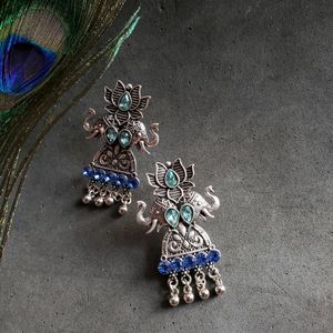 Elephant Lotus Drop Earrings