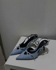Stylish Denim Slingback Heels