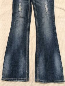 Distressed Bootcut Blue Jeans