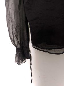 Sheer Black Ruffled Neck Blouse