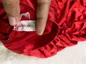 Stunning Red Satin Ruched Halter Dress