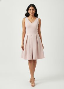 Elegant Pink V-Neck Sleeveless Dress