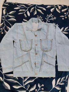 Light Blue Denim Jacket with Unique Trim