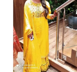 Yellow Heavy Plazzo Suit