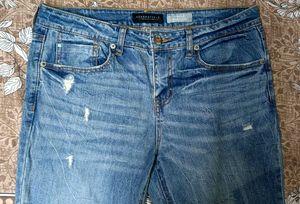 Patchwork Distressed Denim Jeans