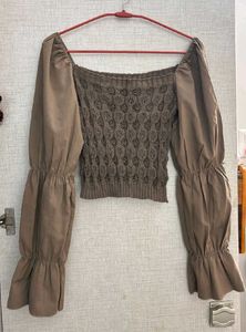 knit puff sleeve top