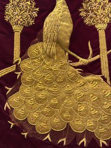 Embroidered Peacock Velvet Wall Hanging Zardozi