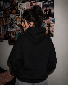 Black Oversized Rose Embroidered Hoodie