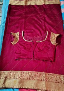creap silk banarasi weaving saree with stone