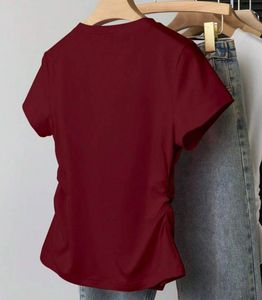 Chic Maroon T-Shirt with Bow Detail ❤️
