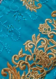 Stunning Teal Embroidered Saree