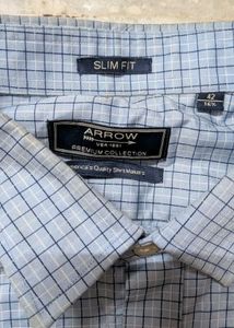 Men's Light Blue checked shirt by arrow
