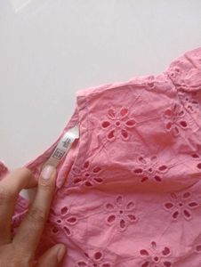 Pink Embroidered Puff Sleeve Top