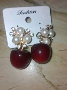 Cute Cherry Pearl Dangle Earrings