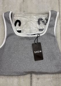 SHEIN Grey Ribbed Crop Tank Top