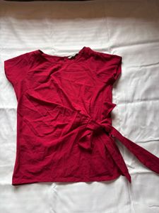 Women's Red Tie-Front Top