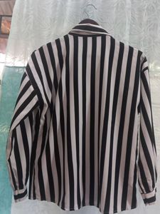 Navy Blue White Striped Shirt