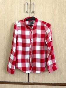 New Red &amp; White Gingham Button-Up Shirt