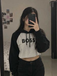 Crop BOSS Hooded Sweatshirt