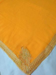 Vibrant Yellow Chiffon Saree
