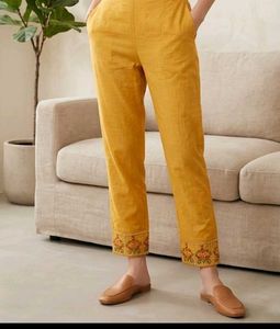 Orange embroidered  pants