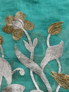 pista green pastel colour saree
