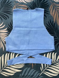 Blue Cropped Knit Tank Top