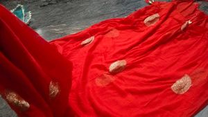 Beautiful Floral Saree with Red Dupatta