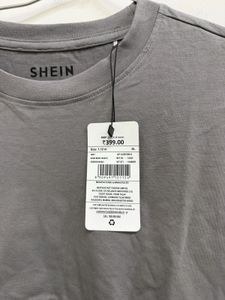 Shein Grey Graphic T-Shirt with Rose Print