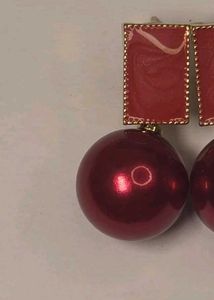 Red Pearl Drop Earrings