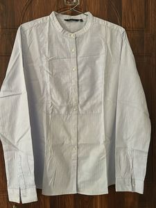 Classic Striped Band Collar Shirt