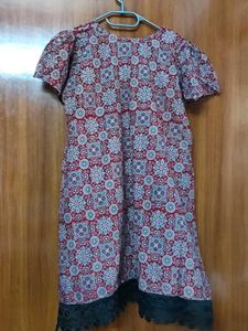 Beautiful Red Flora Short Kurti