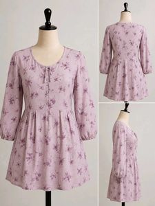 Purple Floral Print Mini Dress