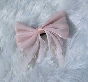 Faux Fur Scrunchie with Tulip charm and pink hair