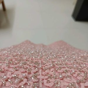 Elegant Pink Embellished Dress Fabric