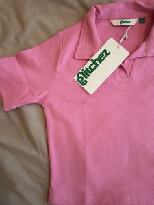 Chic Pink Polo Neck Crop Top