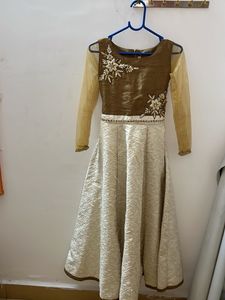 Elegant Brown & White Dress