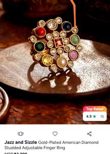 Exquisite Gold-Plated American Diamond Ring