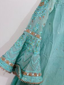 Embroidered Teal Palazzo Pants