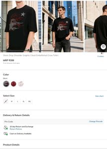 Shein Drop Shoulder Graphic Chest Embelished Shirt
