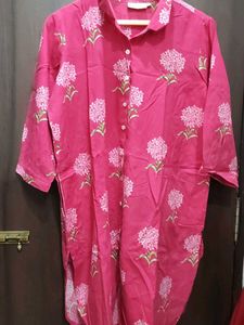 Vibrant Pink Floral Kurta Set