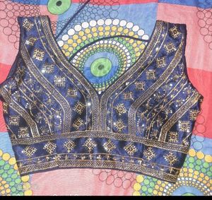 Embroidered Navy Blue Blouse
